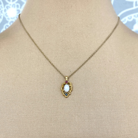 necklace pendant vintage 14kt GF opal 14kt plated chain - Picture 2 of 10
